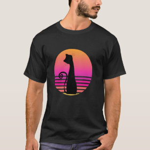 Camiseta Gato Preto Círculo Rosa Amantes de Gatos