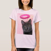 Gato Preto com Anjo Rosa Halo