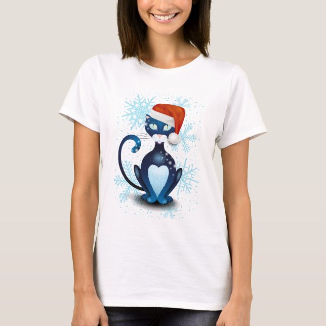 Camiseta Gato Preto com Cabra Papai noel (Frente)