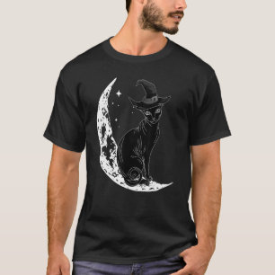 Camiseta Gato Preto Com Chapéu de Bruxa e Fantasia de Hallo