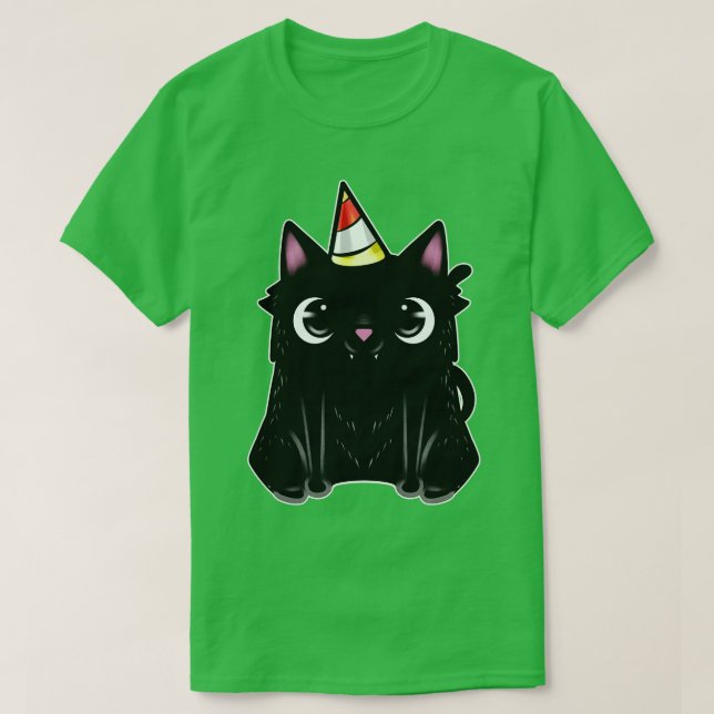 Camiseta Gato Preto Com Chapéu De Festa Na Quinta-Feira (Frente do Design)