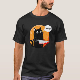 Camiseta Gato Preto com Faca Qual Gatos Trocadilho Divertid