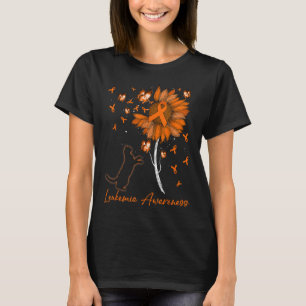 Camiseta Gato Preto Com Girassol & Laço Laranja Leuke