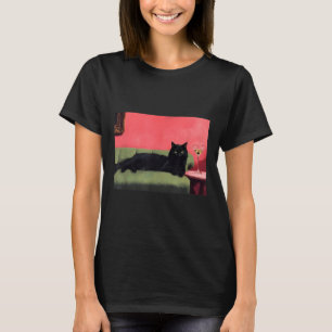 Camiseta Gato Preto Com Impressão de Arte de Martini