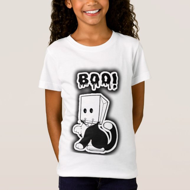 Camiseta Gato preto com máscara de papel (Frente)