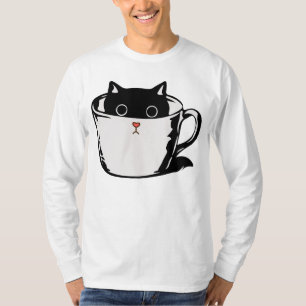 Camiseta Gato preto com nariz vermelho escondido em um copo