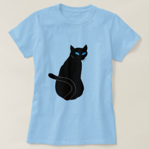 Camiseta Gato Preto Com Olhos Azuis - Mocho