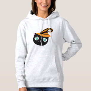 Camiseta Gato Preto com Olhos Tristes e Chapéu Branco
