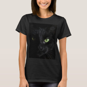 Camiseta Gato Preto com Olhos Verdes