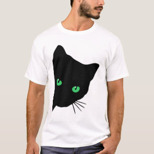 Camiseta gato preto com olhos verdes