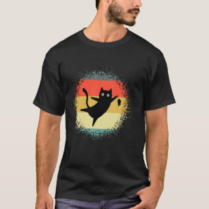 Camiseta Gato Preto Dançando Com Rato Pintura Retro Amante 