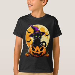 Camiseta Gato Preto de Abóbora do Halloween