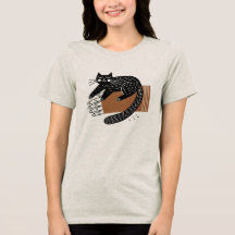 Gato preto de arte popular minimalista sentado em 