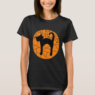 Camiseta Gato Preto de Fogueira Bonito de Dia das Bruxas de
