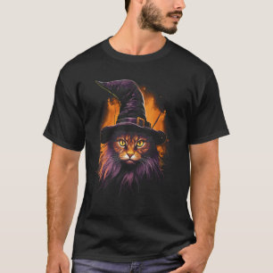 Camiseta Gato Preto de Halloween Bruxa Chapéu Espiritual Ga