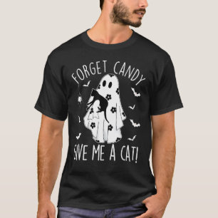 Camiseta Gato Preto de Halloween Esqueceu Doce Me Dê Uma Mu