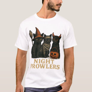 Camiseta Gato Preto de Halloween Noturnos Fantasia Divertid