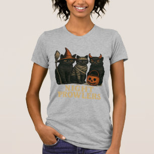 Camiseta Gato Preto de Halloween Noturnos Fantasia Divertid