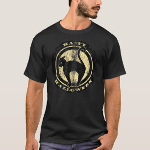 Camiseta Gato Preto de Halloween Retro