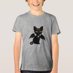 Camiseta Gato Preto de Halloween Vampiro com Asas