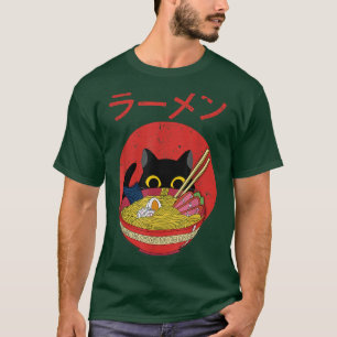Camiseta Gato Preto De Pequim Ramen Comida Japonês Gato Ot