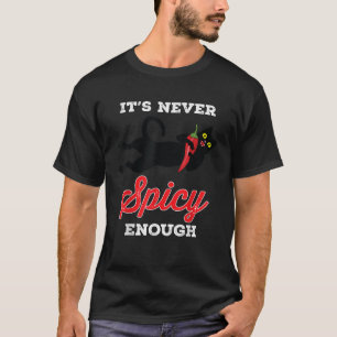 Camiseta Gato Preto de Pimenta Vermelha Quente com Comida P