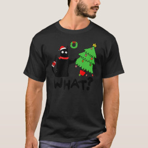 Camiseta Gato Preto Derrubando Árvore de Natal Gato O Que