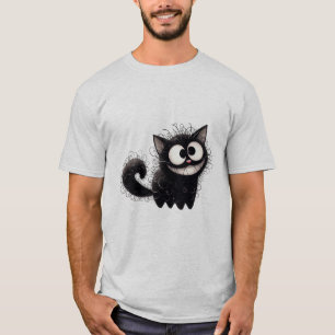 Camiseta Gato Preto Desgrenhado Sorriso Divertido ✨🐾🖤