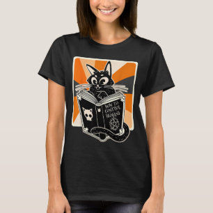Camiseta Gato Preto Divertido de Halloween Retro Bruxa Livr
