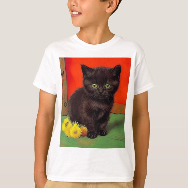 Camiseta Gato Preto do Estilo Van Gogh (Frente)