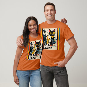 Camiseta Gato Preto do Gato Preto da Idade do Jazz do meio