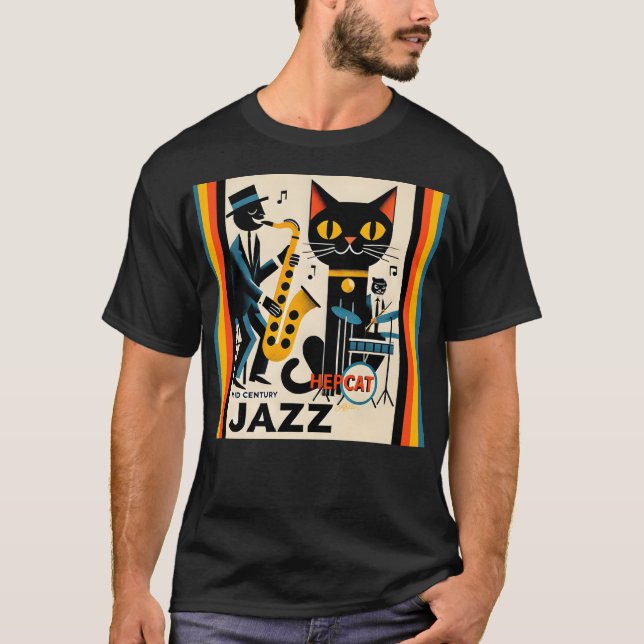 Camiseta Gato Preto do Gato Preto da Idade do Jazz do meio  (Frente)