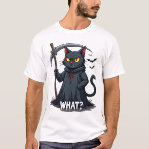 Camiseta Gato Preto do Halloween Gato Assustador Gato Bravo