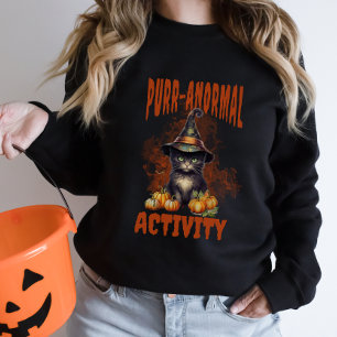 Camiseta Gato Preto do Halloween Purr-anormal Pumpkin Spook