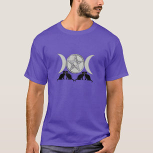 Camiseta Gato preto do Pentagram de prata da deusa