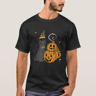 Camiseta Gato Preto E Abóbora Cuja Face De Halloween É Tren