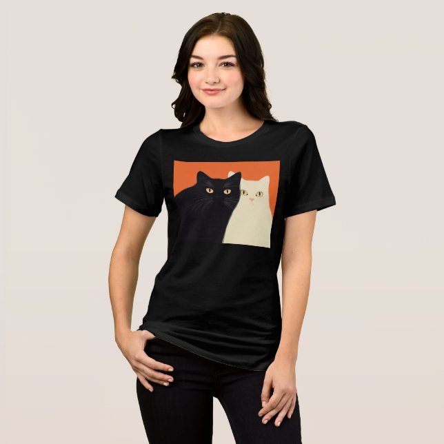 Camiseta Gato Preto e Branco (Frente Completa)