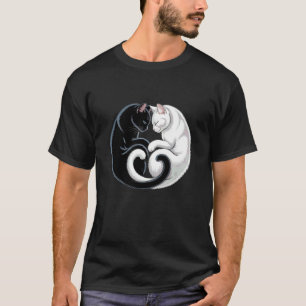 Camiseta Gato Preto e Branco de Estimação Yin e Yang