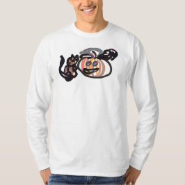 Camiseta Gato preto e corvo de Halloween