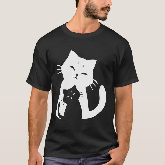 Camiseta Gato Preto E Gato Branco (Frente)