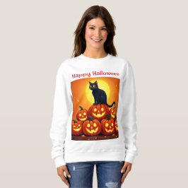 Camiseta Gato preto e lanternas de Jack bonitinhos e boniti