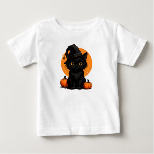 Camiseta Gato Preto em Abóboras sob Lua Cheia