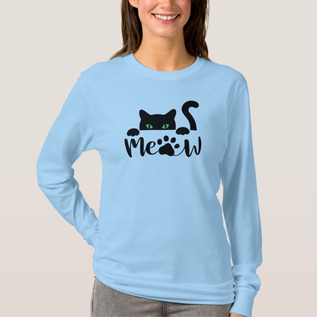 Camiseta Gato preto engraçado (Frente)