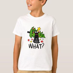 Camiseta Gato Preto Engraçado Árvore de Natal Alegre Papai