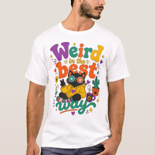 Camiseta Gato Preto Engraçado Citação Hippie Estranho Da Me