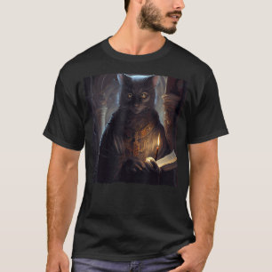 Camiseta Gato Preto Engraçado Cristão Brilhante para Crianç