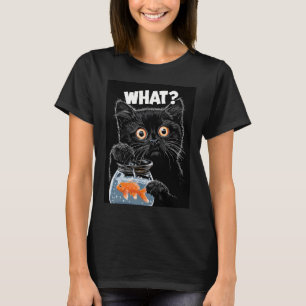 Camiseta Gato Preto Engraçado e Peixe Dourado