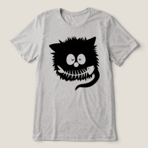 Camiseta Gato Preto Engraçado Espinha de Peixe Sorriso Gati