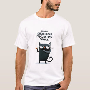 Camiseta Gato Preto Engraçado Não Estou Ignorando Você, Est