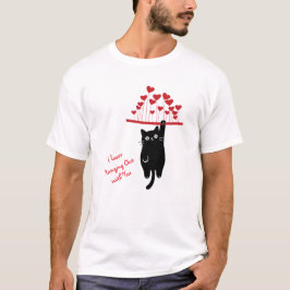 Camiseta Gato Preto Engraçado Passando o Dia dos Namorados